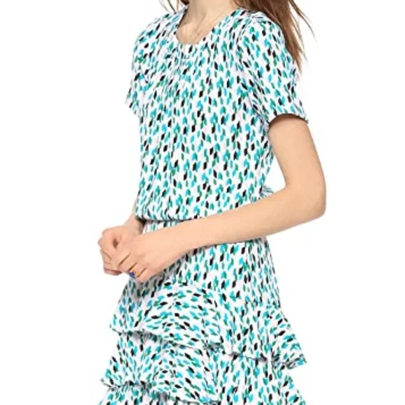 Ella Moss | Dresses | Ella Moss Short Sleeved Green Blue Tiered Ruffle Dress  | Poshmark